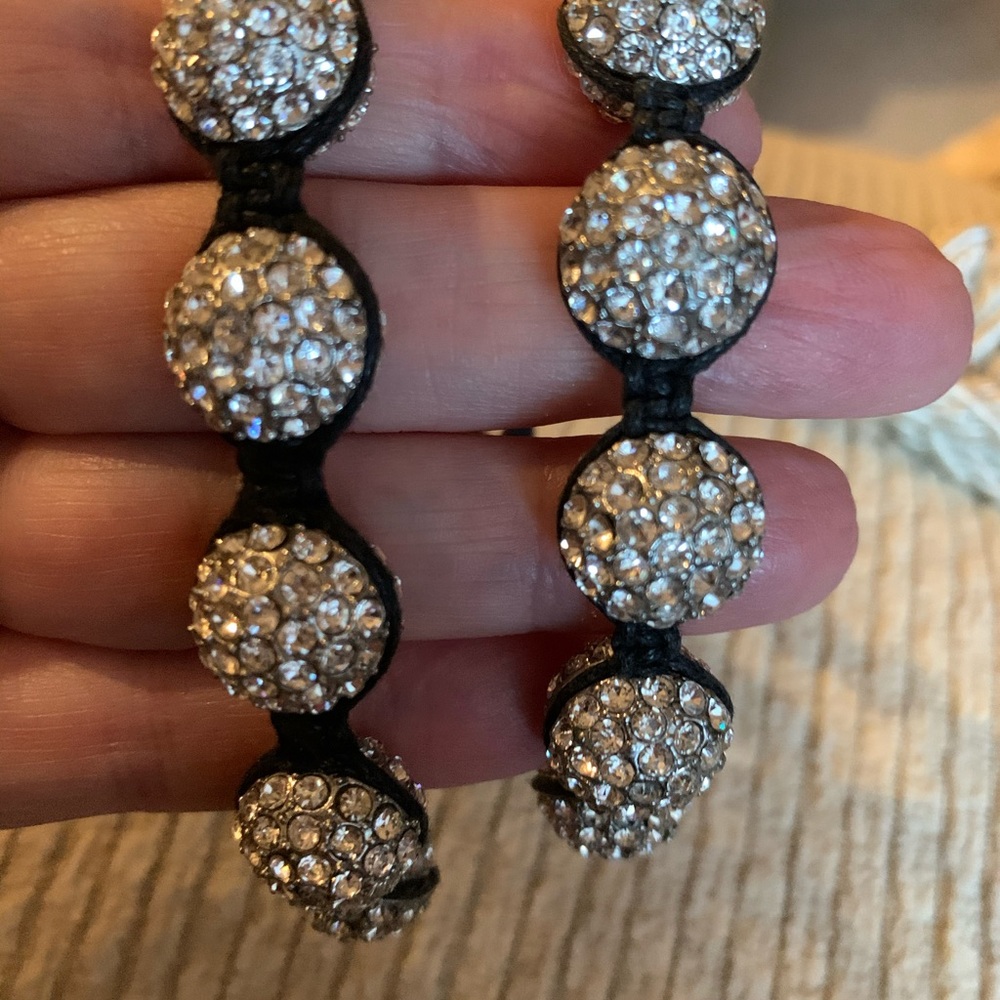 Set of 2 pave/silver ball bracelets